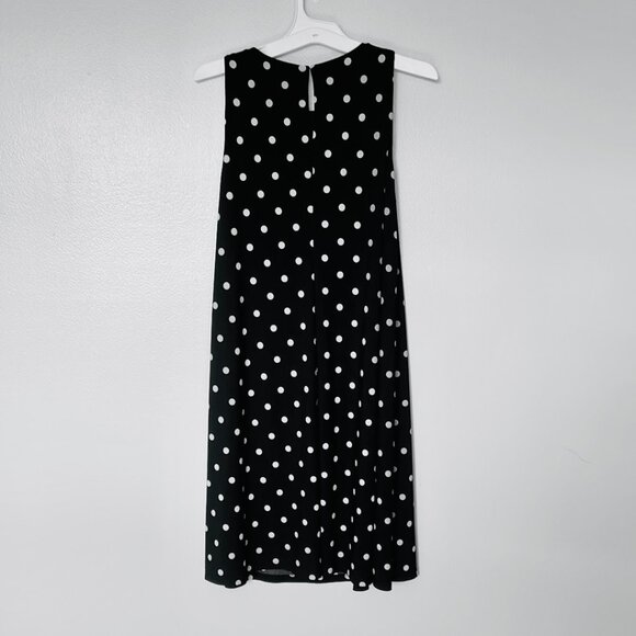 Lauren Ralf Lauren Black and White Polka Dot Sleeveless A-line Midi Dress Size 6 - Picture 4 of 10